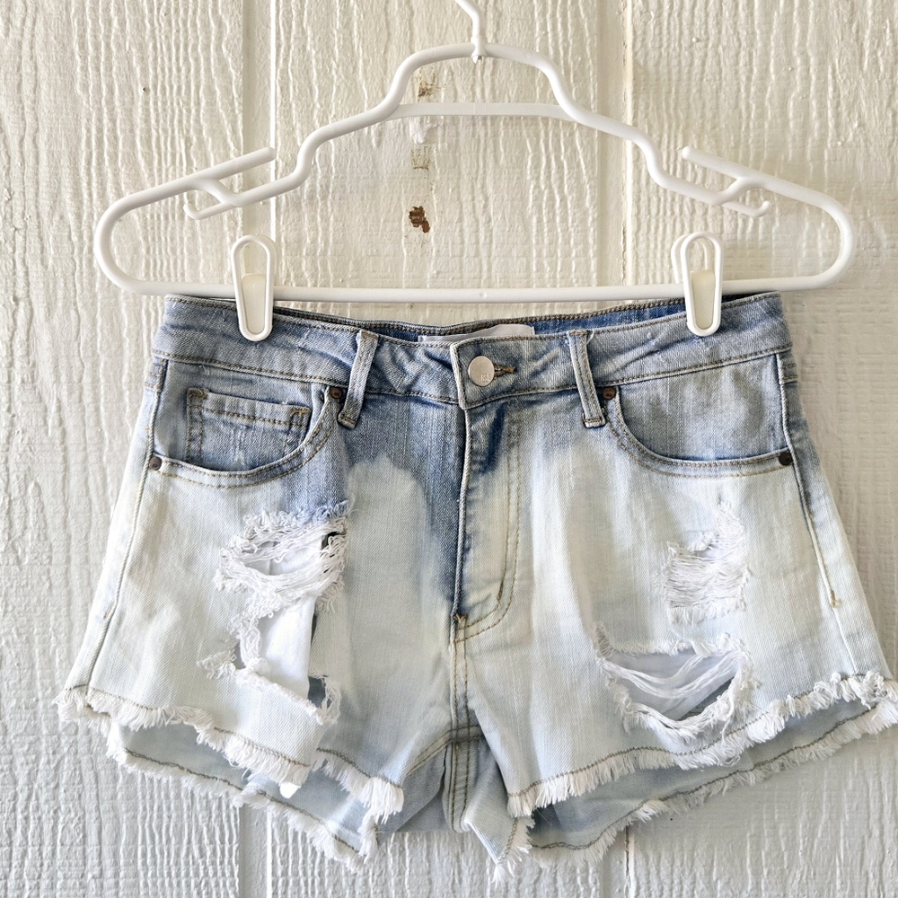 RSQ Venice Stretchy Mid Rise Distressed Bleached Cut Offs sz 5